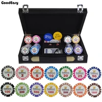 100200300400500pcsset gold crown poker chip clay casino chips texas holdem poker sets with pu leather caseboxsuitcase