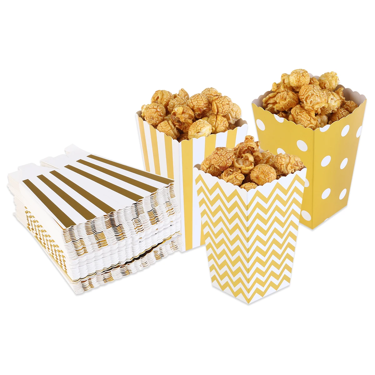 50pcs Gold As Pic 50 шт/24 шт Мини Фольга Золотая, серебряная Конфета попкорн коробки контейнеры для закусок дети партии лечения сумки Свадебные Кино украшения поставки - Цвет: 50pcs Gold As Pic