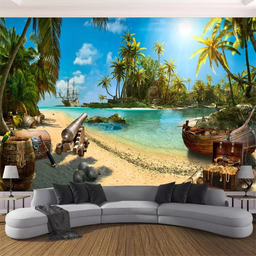 Пользовательские обои 3d papel де parede фотообои волшебные пиратские сокровища остров