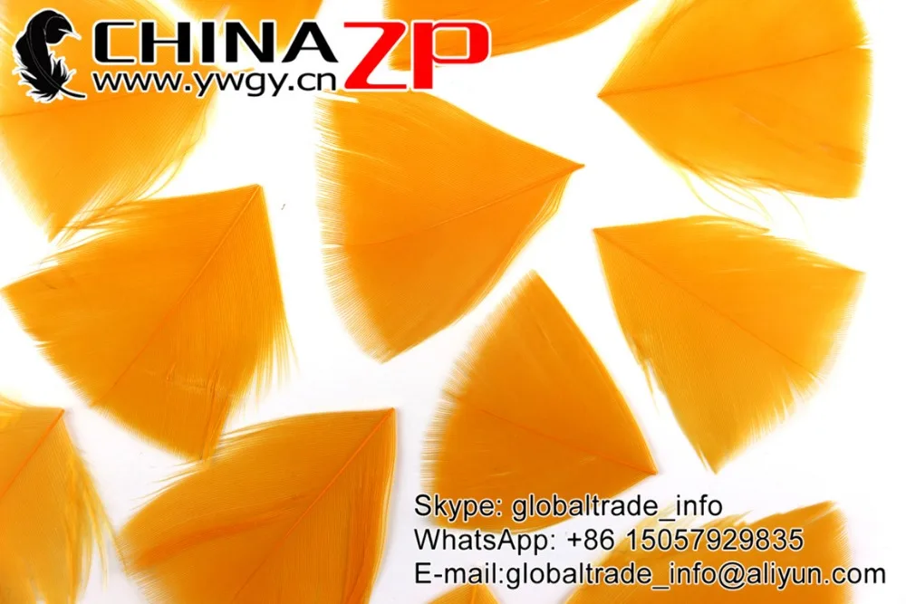 CHINAZP Factory 3~7cm 100Pcs/lot High Quality Dyed Golden Turkey Feathers Petal Trimmed Wholesale for Craft | Дом и сад