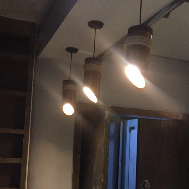 

Industrial Retro Led pendant light cord + bamboo shade e27 socket for kitchen bar dining room modern pendant lamp led 110v 220v