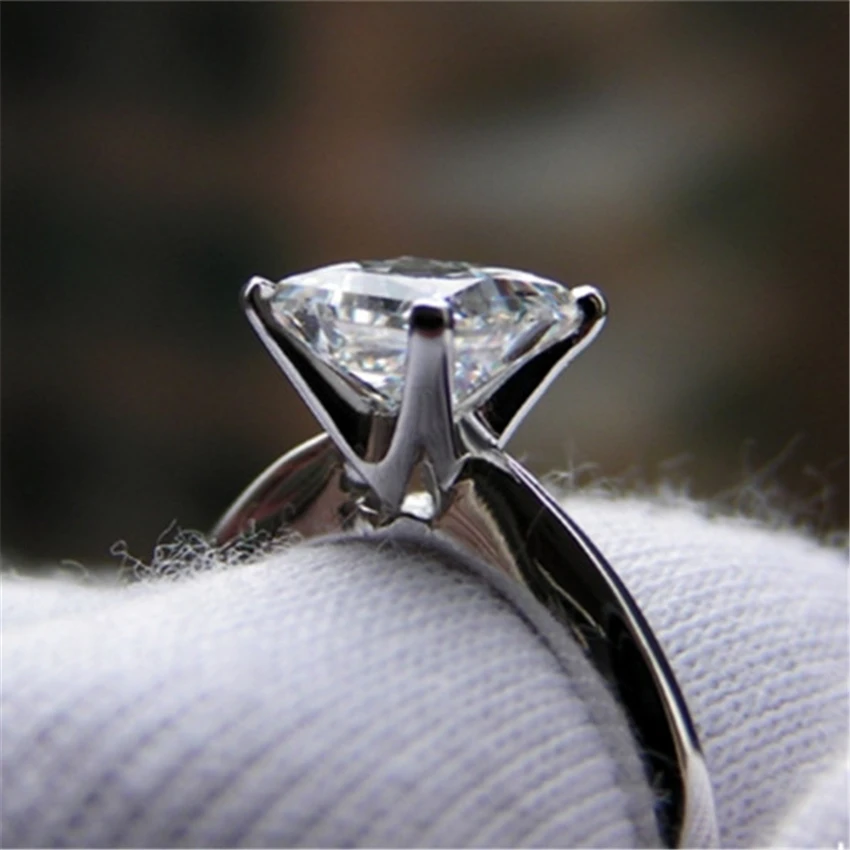 2Ct 7*7mm Princess Cut G-H Test Positive Moissanite Diamond Ring WARRANTY 925 Sterling Silver Wedding | Украшения и аксессуары