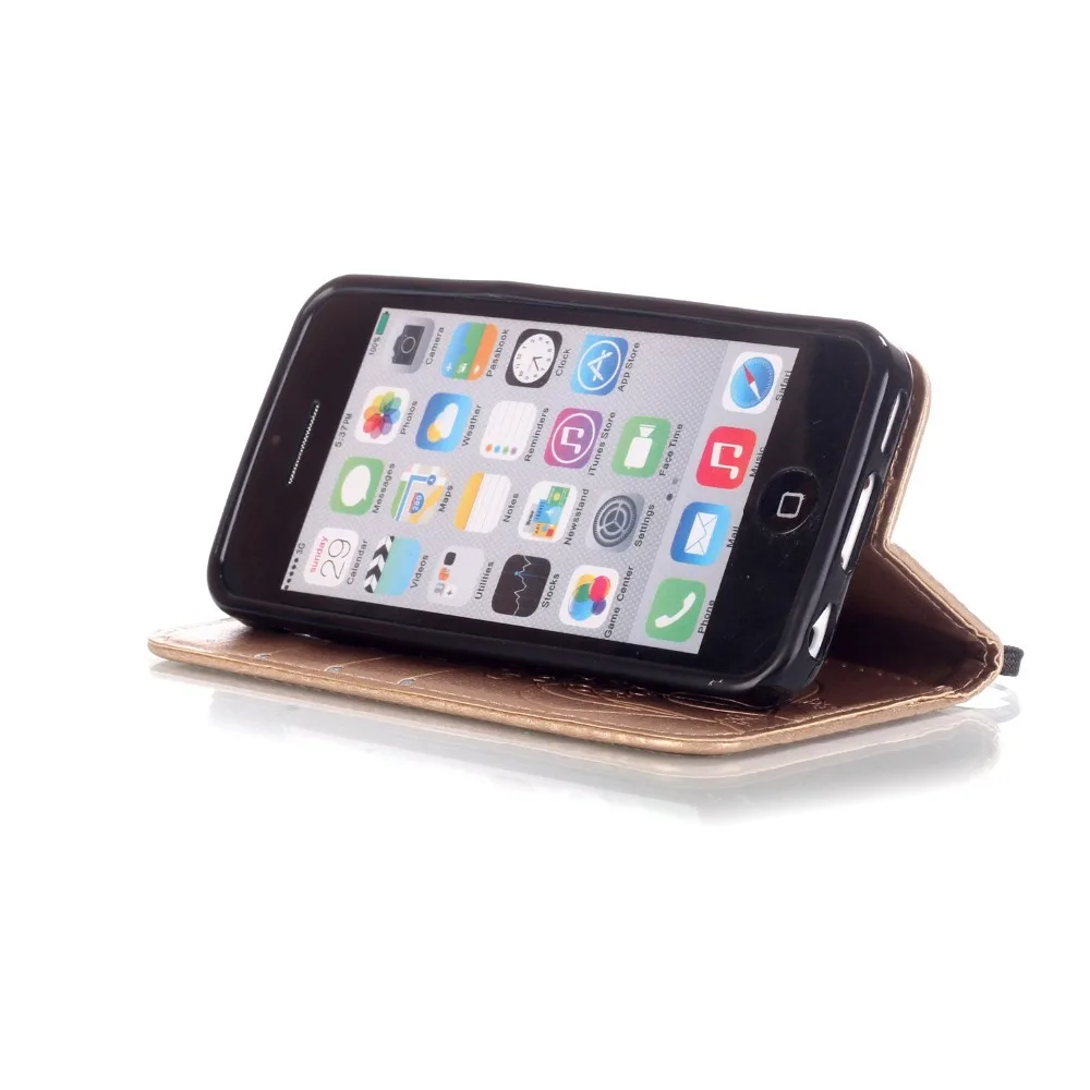 Чехол бумажник чехол для coque iPhone 5C iPhone5C X 7 8 плюс 6s 6 5S 5 SE + ремень подставка