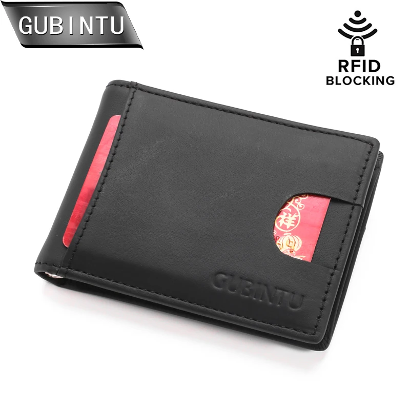 GUBINRU мужские кошельки двойного сложения с блокировкой RFID тонкие минималистичные