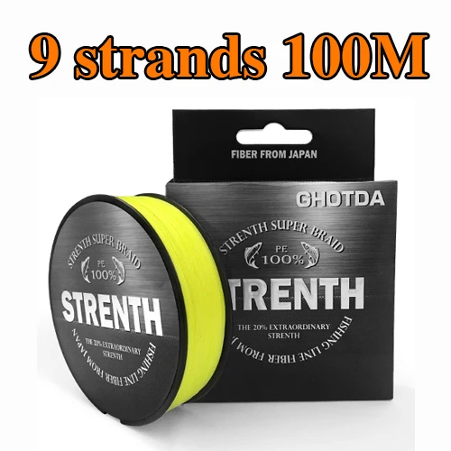 9 Strands 100M GHOTDA Braided Fishing Line 8 Strands 9 Strands 4 Strands Yellow 100M 150M 300M 500M Cord linha multifilamento 4/8/9 Fishing - Цвет: 9 Strands 100M