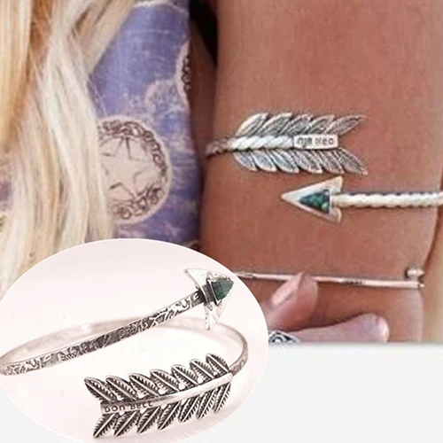 Женский Спиральный Браслет-манжета спираль племенная стрела верхняя рука