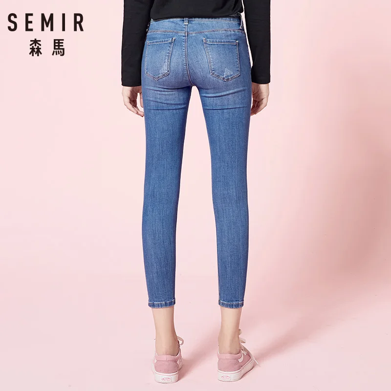 SEMIR джинсы женские 2018 Осенние новые девять брюки Узкие тонкие Корейская версия