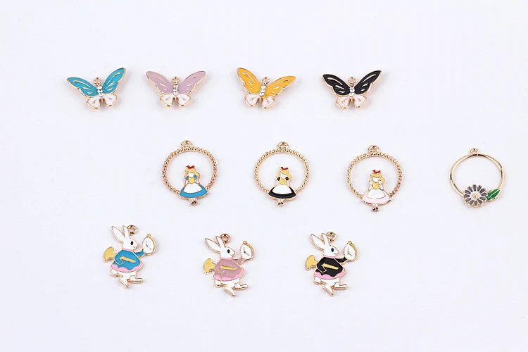 

New style 30pcs/lot color alloy drop oil cute Cartoon rabbit/butterfly shape floating locket charms diy jewelry making accessory