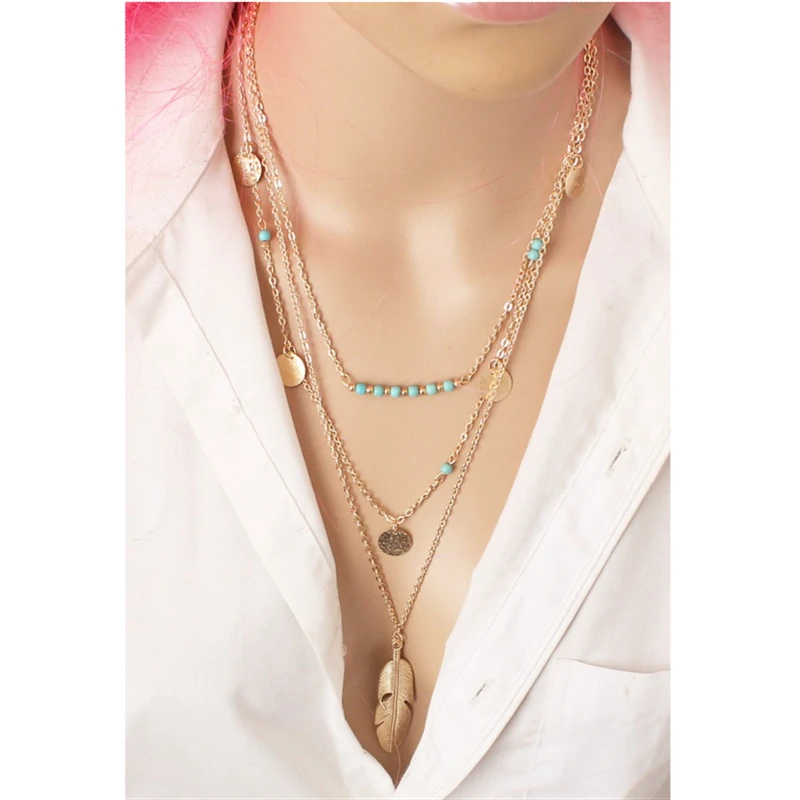 2019 новое горячее модное круглое блестящее Перо листья длинное многослойное