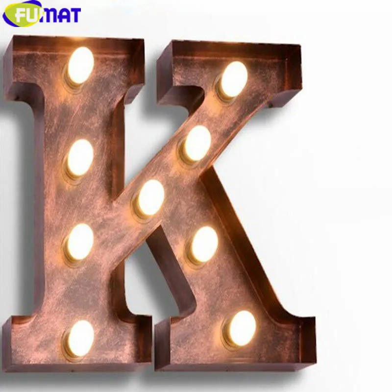 FUMAT металлические буквенные светильники винтажные K настенные лампы арт деко