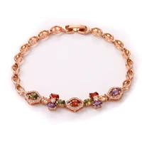 fym fashion women bracelet crystal cz flower shape charm bracelet link chain jewelry bracelets for woman party wedding