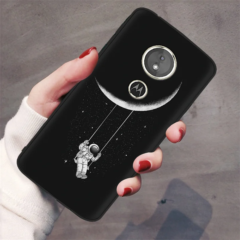 yhyylzuo Мягкий черный матовый чехол из ТПУ для Motorola Moto G6 Play E4 E5 EU G5 G5S Plus Милая задняя крышка с астронавтом для Moto G5S чехол с изображением Звезды Луны - Цвет: yhyylzuo