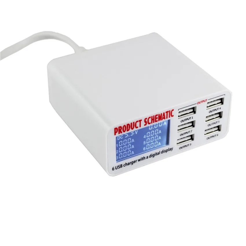 Зарядное устройство с 6 USB-портами и цифровым дисплеем | Инструменты