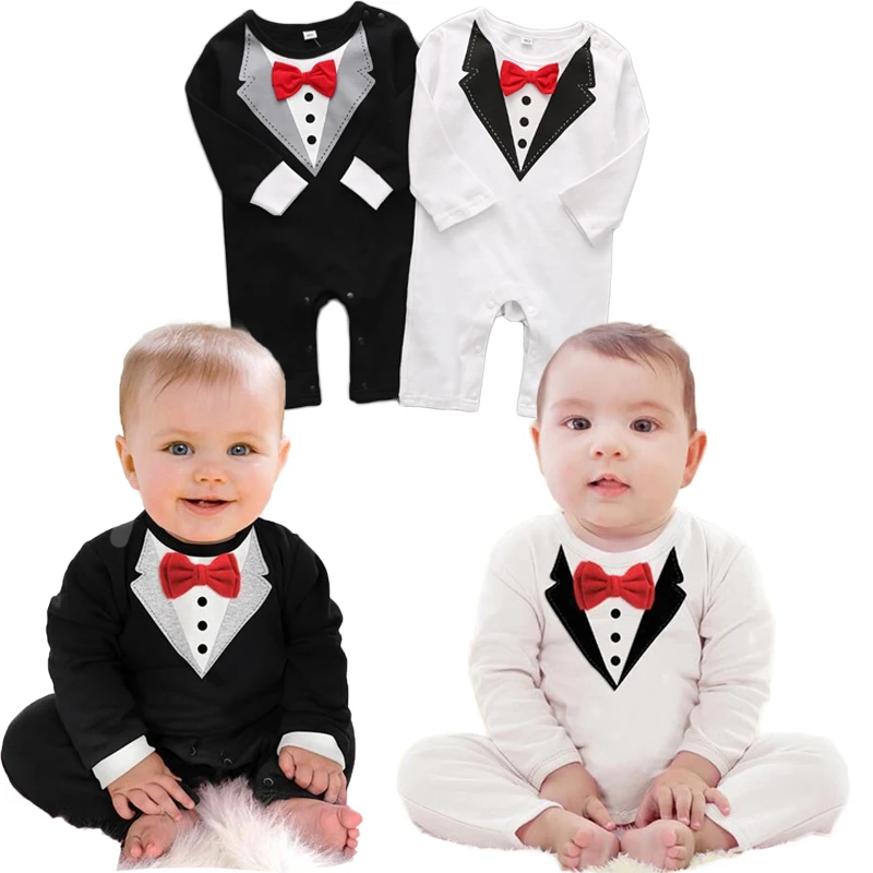 

Gentleman 2018 Newborn Boy 100% Cotton Long Sleeve Bebes Boys Romper For Baby Onesie Baby Knitted Clothes Toddler Jumpsuit 2Yrs
