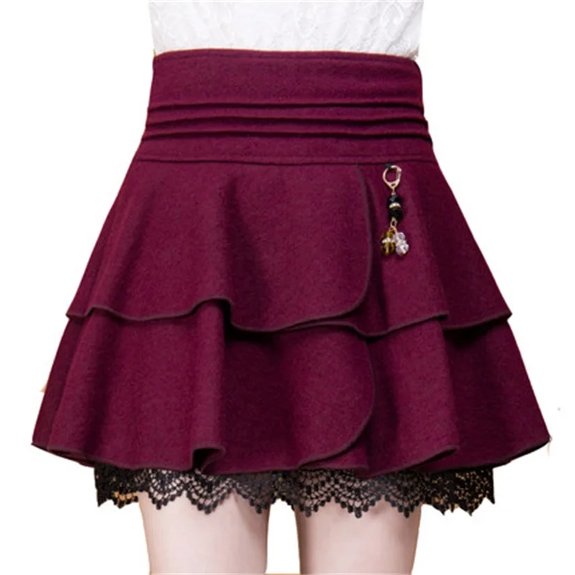 Короткие шерстяные юбки с высокой талией осенне зимняя многослойная юбка пачка
