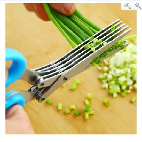 Кухонные ножницы из нержавеющей стали пять слоев зеленый лук специи рубленые
