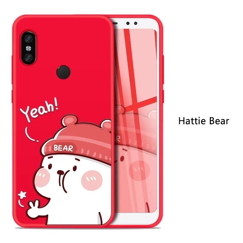 Hattie Bear Милый мультяшный чехол для Xiao mi Red mi Note 5 6 Pro 6A, силиконовый чехол-бампер для Xiaomi mi 8 mi 9 A1 A2 Lite, красный чехол для mi Note 7 - Цвет: Hattie Bear