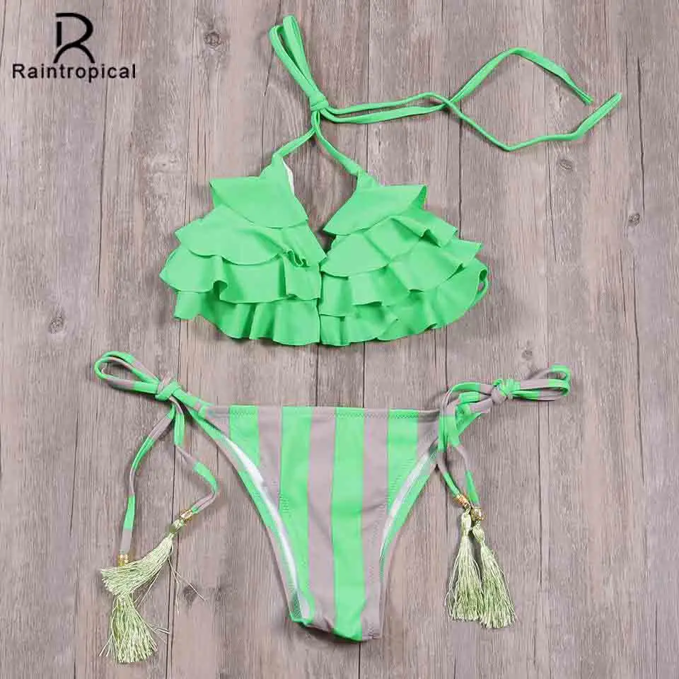 Новые Сексуальные бикини с эффектом пуш ап rainтропические женские купальники