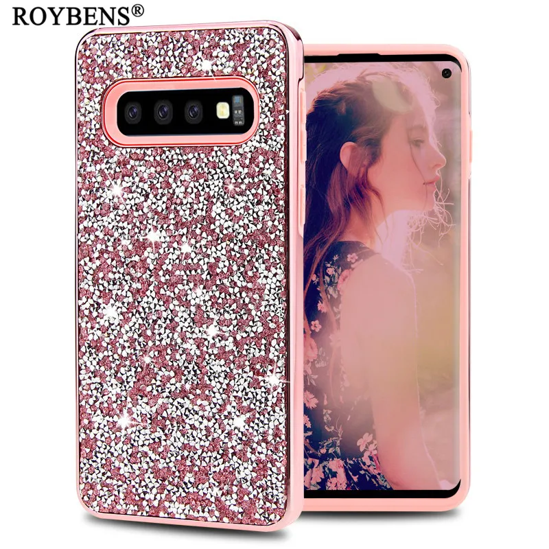 Роскошный Блеск Rhinestone Футляр для samsung Galaxy S10 плюс S10e + Heavy Duty противоударный Назад