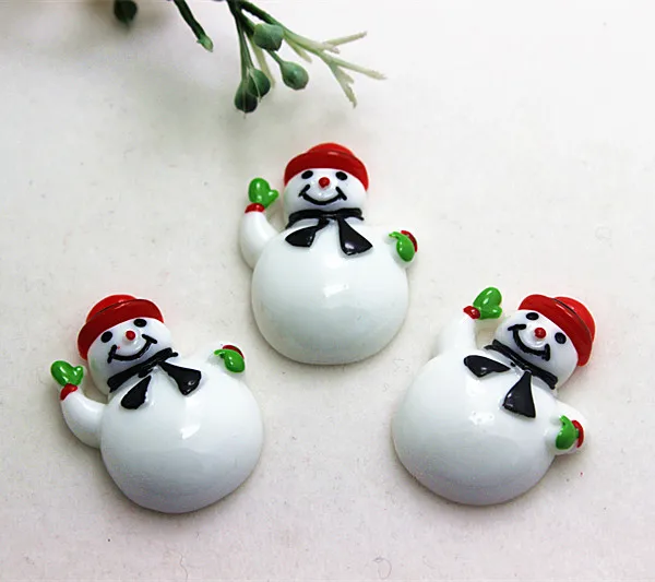 10 шт. милый новый дизайн Снеговик из смолы с плоским основанием кабошоны для