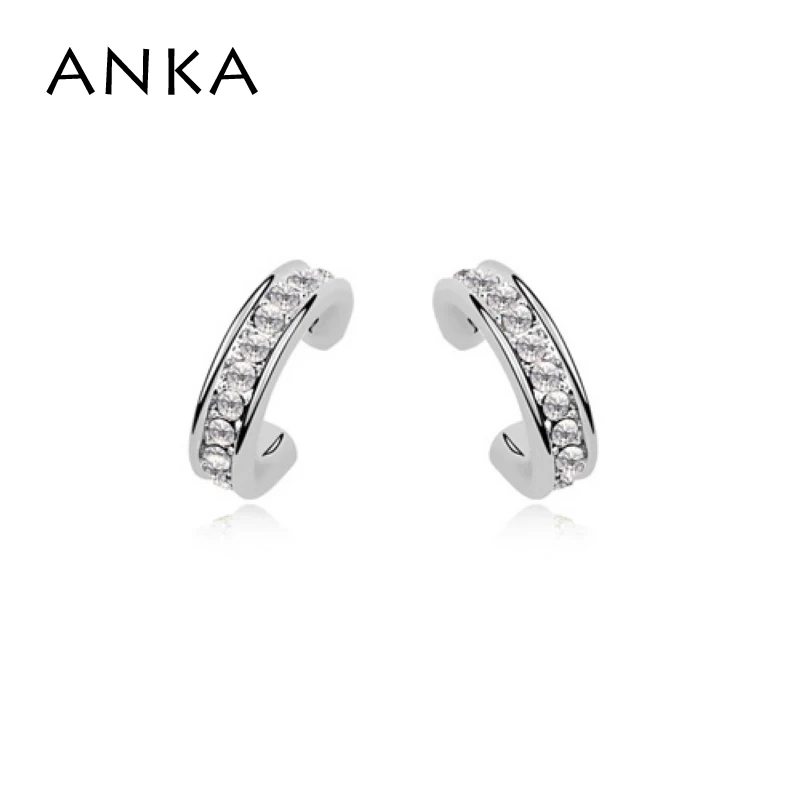 Полукруглые серьги-гвоздики с кристаллами простой стиль подарок девушке модные