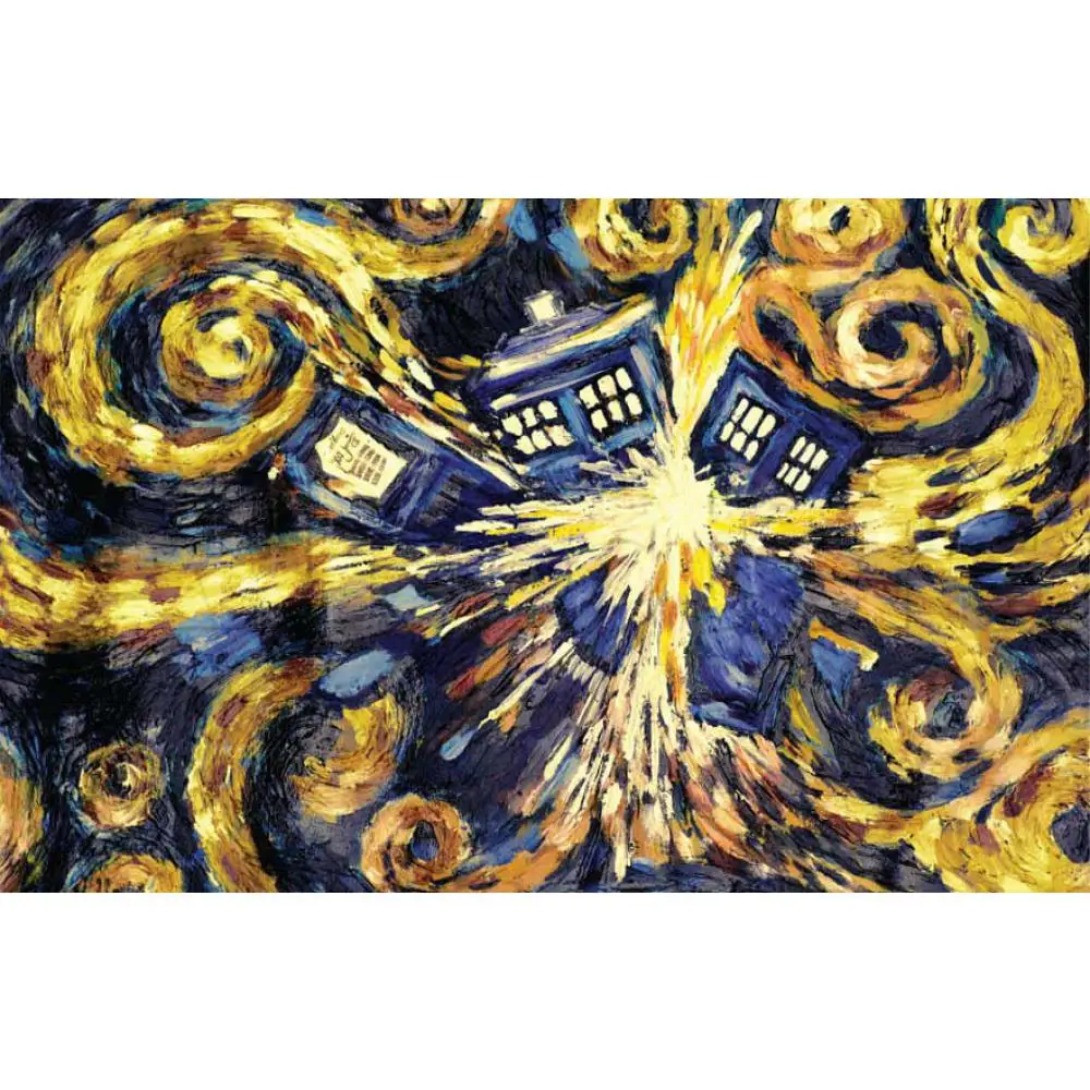 

Contemporary Art Abstract Painting Doctor Who Exploding Tardis Hand Oil Painted On Canvas Modern Colorful Artwork For Wall Decor