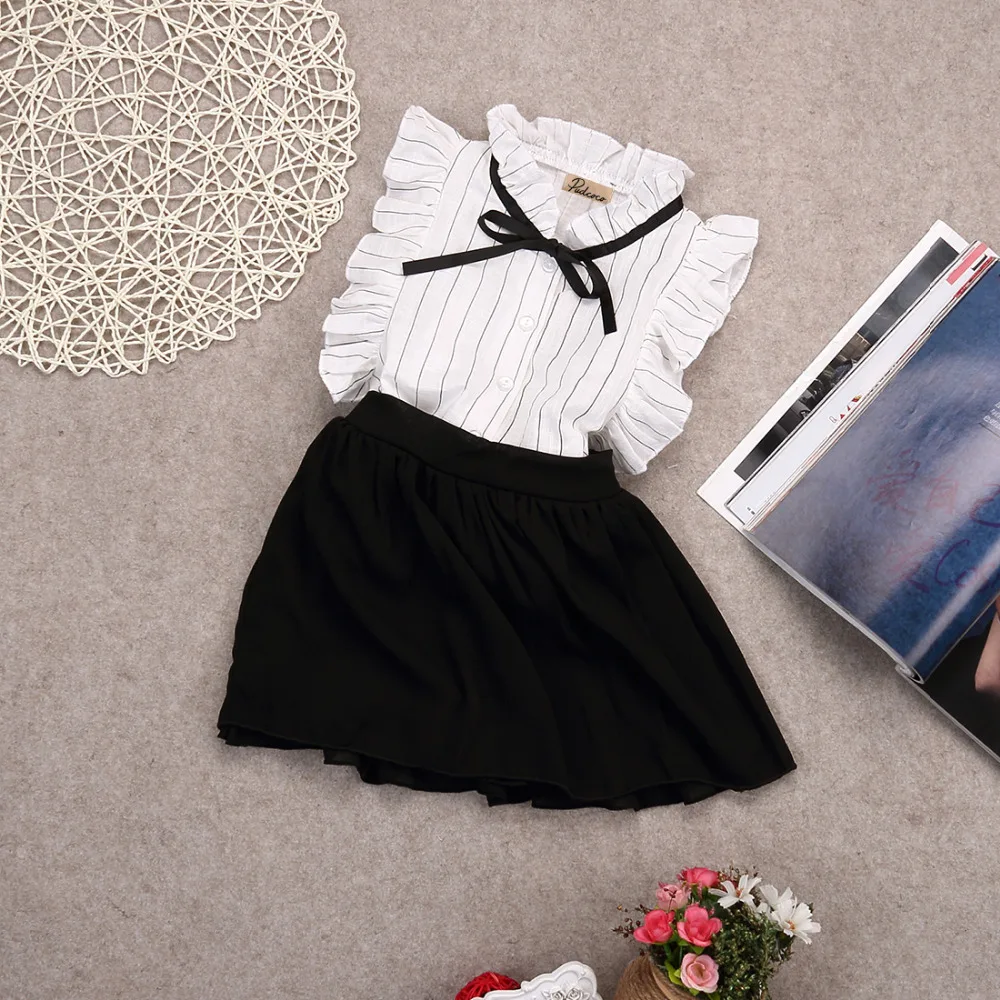 2 шт. Детская рубашка без рукавов с оборками и бантом|summer clothes|girls kidskids clothes girls tops |