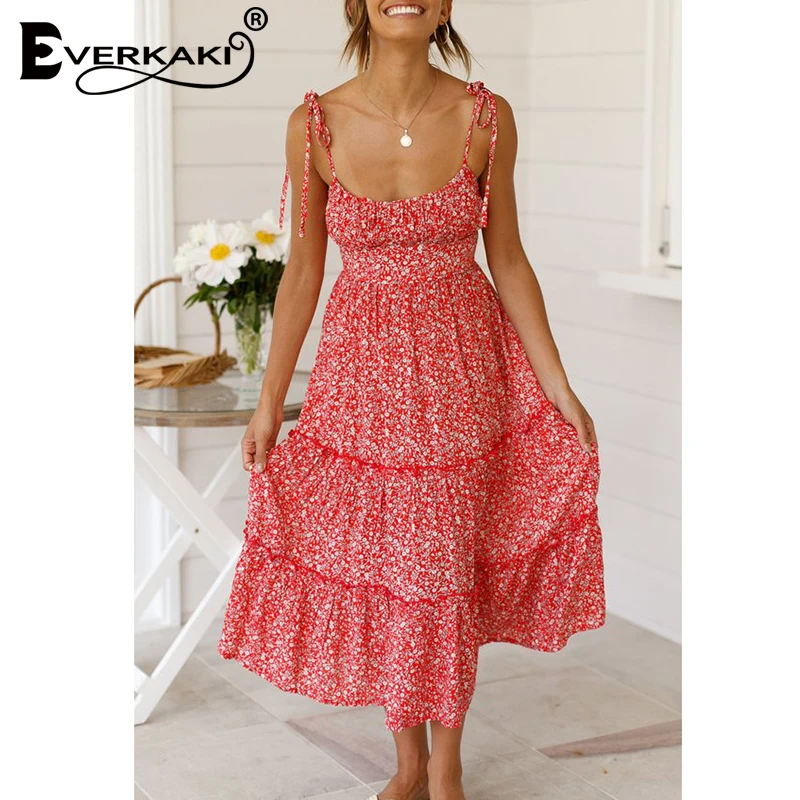 Everkaki богемное платье-комбинация с принтом длинное платье для женщин высокая