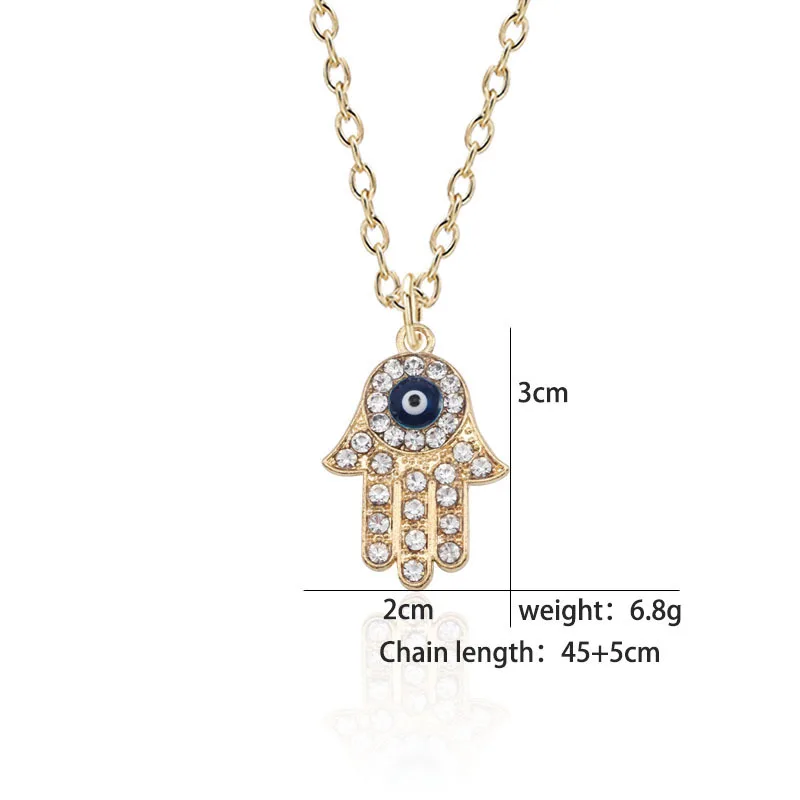 

Hip Hop Gothic Blue Evil Eye Hamsa Hand Fatima Palm Necklace For Women Men Gold Necklaces Pendants Christmas Gifts Collar
