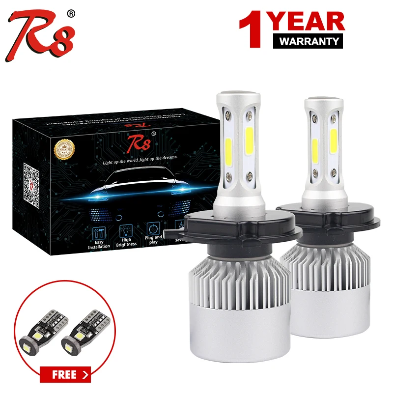 R8 2 шт. 6000 К 8000LM H11 H4 светодио дный H7 H1 9005 HB3 9006 HB4 H27 H8 Turbo светодио дный 880 для автомобильных фар 72 Вт светодио дный H3 УДАРА Чип Авто Туман лампа