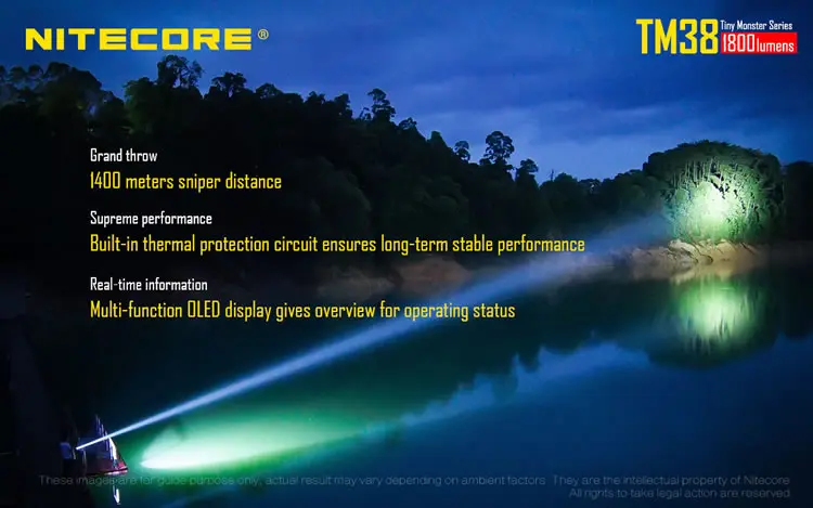 Найдите светильник NITECORE TM38 XHP35 HI D4 MAX. 1800LM фонарь дальность луча 1400 измеритель перезаряжаемый фонарик с аккумулятором