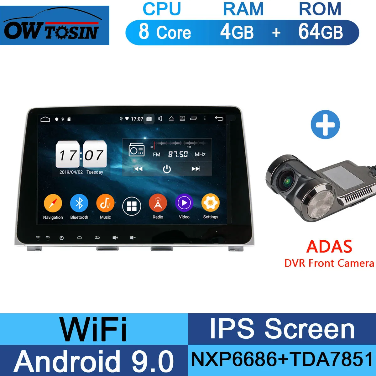64G Adas Camera " ips 8 ядерный 4 Гб+ 64 ГБ Android 9,0 автомобильный мультимедийный плеер для hyundai Sonata 9 gps Радио стерео DSP CarPlay Parrot BT - Цвет: 64G Adas Camera