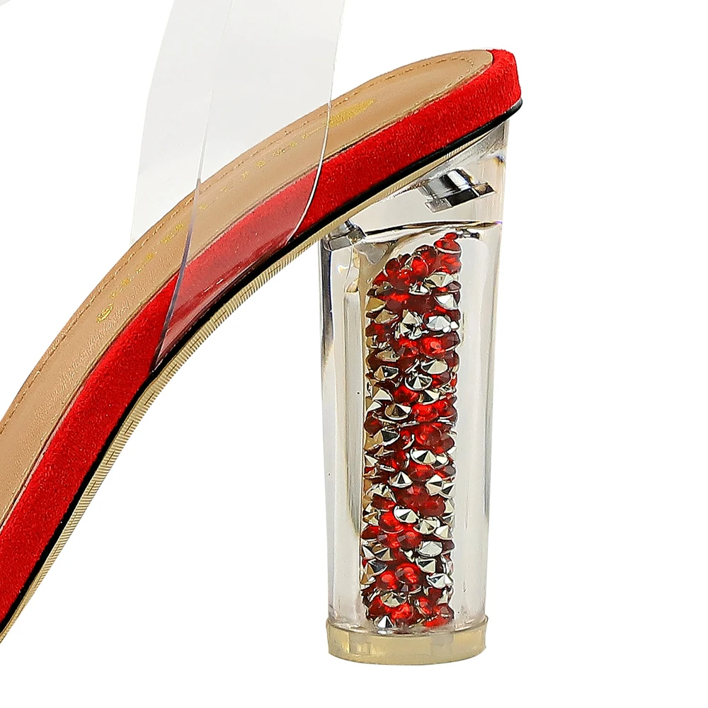 2019 г. летние женские сандалии гладиаторы из ПВХ на высоком квадратном каблуке