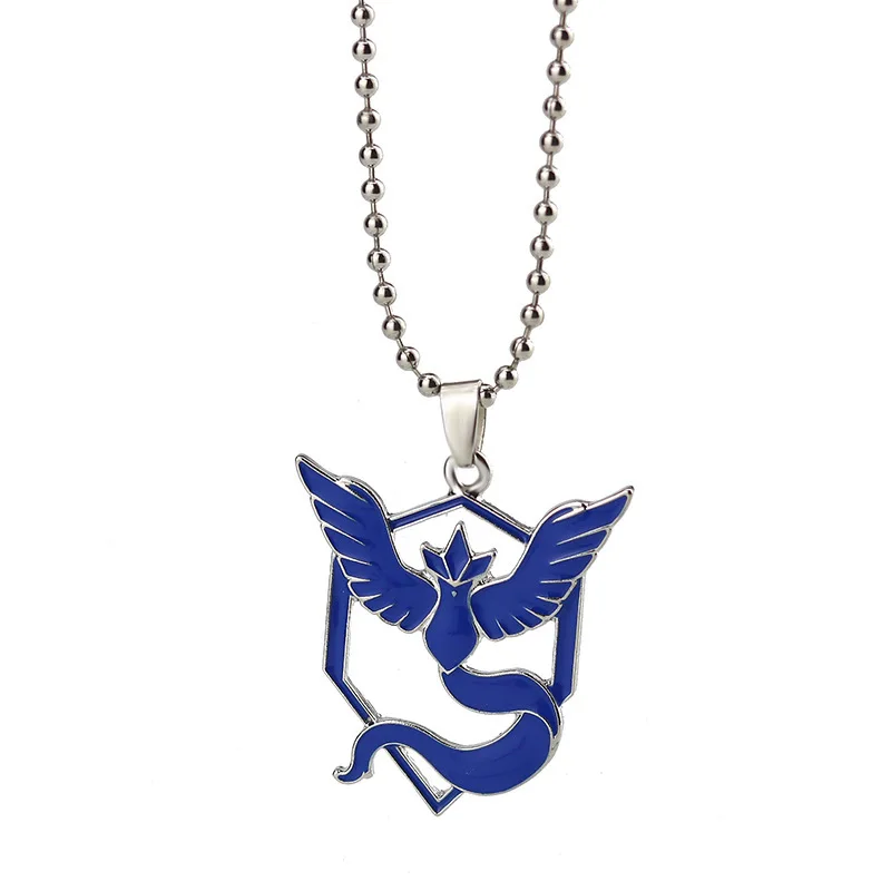 Ожерелье Pokemon Go Dog Tag с подвеской из аниме-мультфильма, командный доблестный мистический инстинкт с логотипом, цепочка из бисера для мужчин и женщин - Окраска металла: Светло-желтый, золотистый цвет