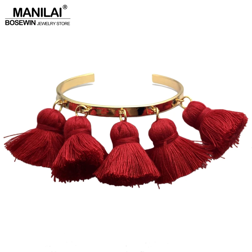 MANILAI, 4 цвета, богемные браслеты с кисточками для женщин, модные золотые браслеты-манжеты и браслеты, ювелирные изделия