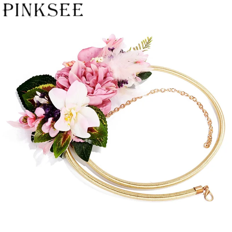 PINKSEE, большой цветок из ткани, цепочка на талию, Пляжное Платье, украшение, Элегантные украшения для тела, аксессуары для женщин