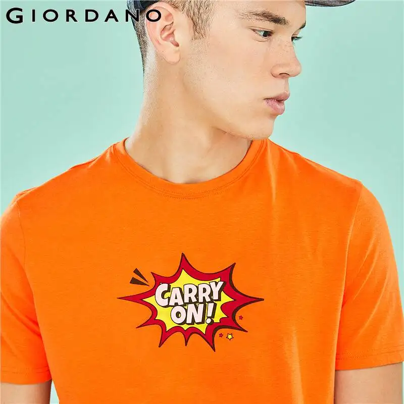 Giordano Men Tshirt Short Sleeve Graphic T Shirt Homme Bright Color Camisetas Hombre Funny Slogan Tee For | Мужская одежда