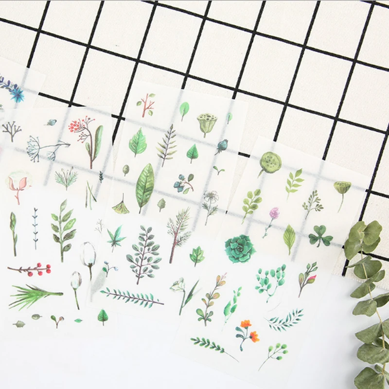6 шт./лот милые наклейки сделай сам ручная роспись растения цветы милая наклейка