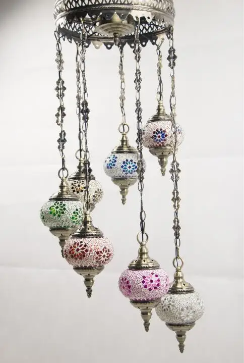 Турецкий марокканский подвесной светильник ручной работы Мозаика витражное
