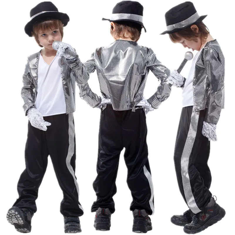 Дети Майкл костюм Джексон Хэллоуин маскарад Вечерние Shuffle Dance Ghost шаг нарядное