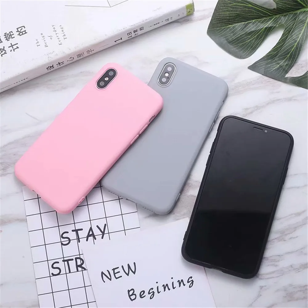 Silicone Case For iphone 6 11 Pro Matte Candy Phone Cartoon Soft TPU Cover iPhone 6S 7 8 Plus X Xr Xs Max | Мобильные телефоны и