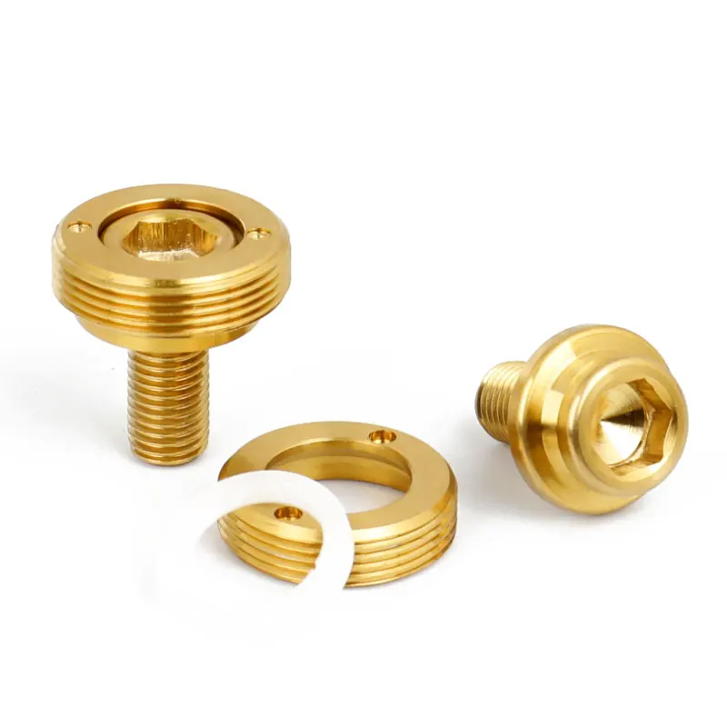 Golden 2 Sets Deemount 2 комплекта титановый сплав M8* 15 велосипедные шестигранные болты для квадратного прохода Brompton Нижний Кронштейн W/прокладка крышки от пыли велосипед Ti части - Цвет: Golden 2 Sets