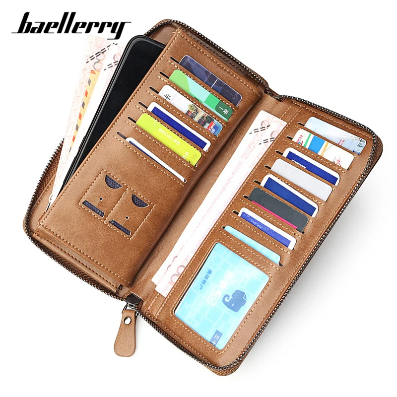 Кошелек Baellerry из искусственной кожи для мужчин бумажник на молнии винтажный