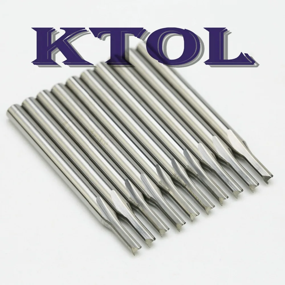Акция 10 шт. 3.175x2x6MM две прямые стружечные канавки набор деревянных фрез прямой