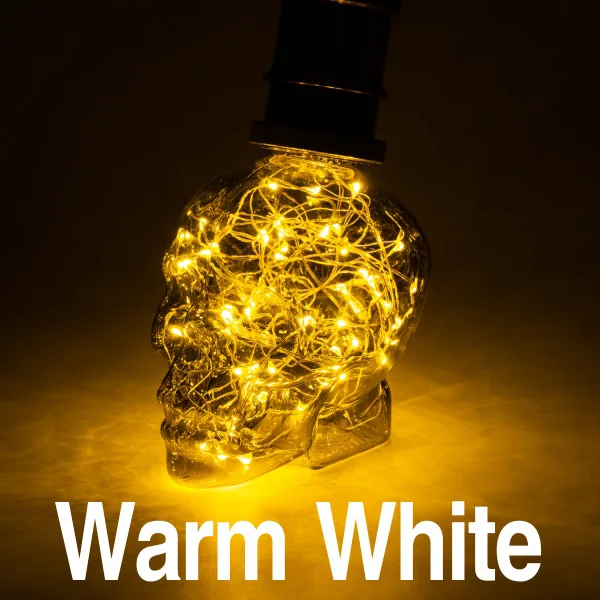 Warm White Креативный светодиодный светильник-гирлянда RGB, медная шелковая лампа в форме черепа, AC 110V 220V E27, украшение на Хэллоуин и Рождество, светильник со светодиодными лампами - Испускаемый цвет: Warm White