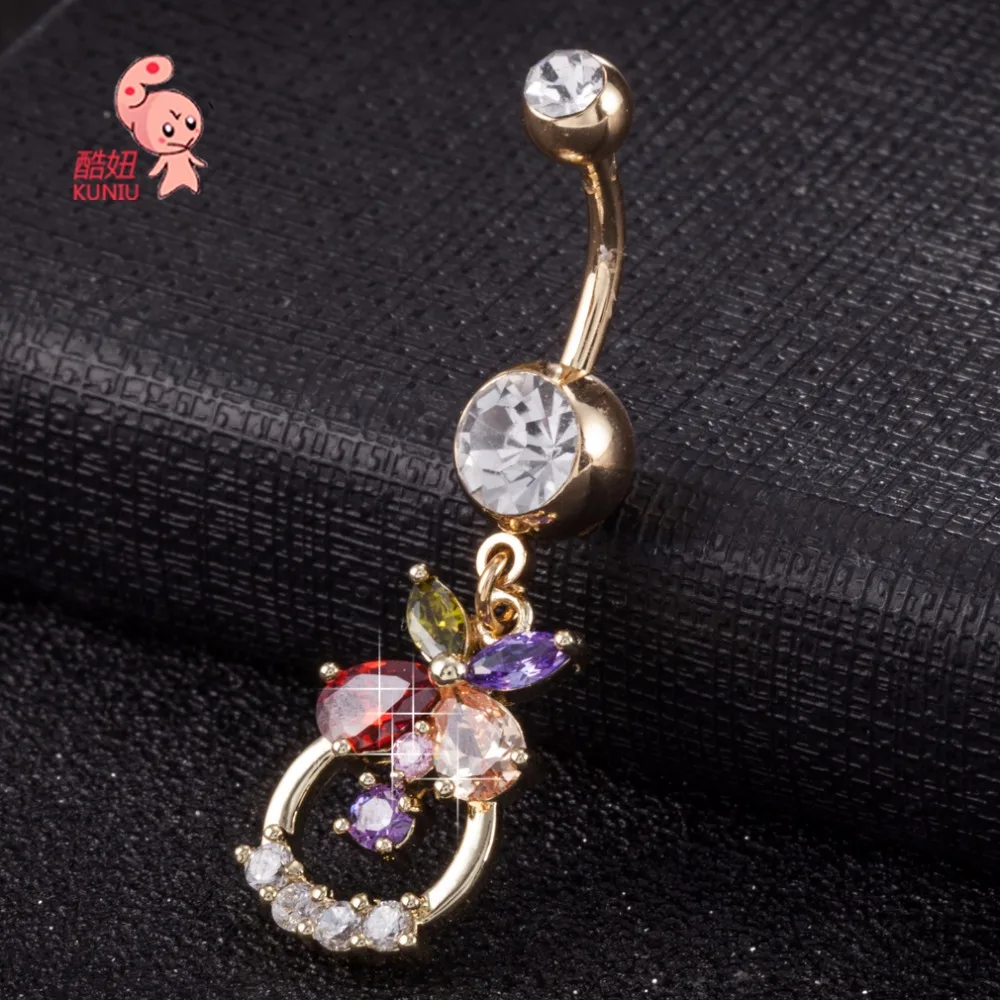 Woman's Zircon Stone Bell Button Rings Navel Body Belly Piercing Nombril Jewelry for Women P0202 | Украшения и аксессуары