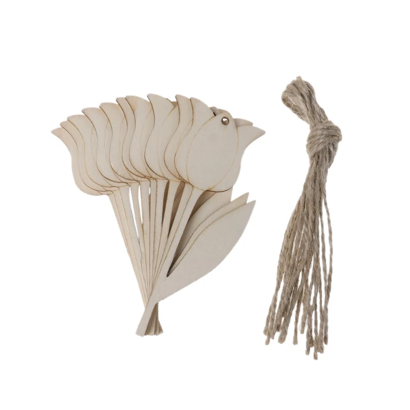 10pcs Tulip Wooden Easter Christmas Tree Hanging Decor Home Party Xmas Ornament | Дом и сад