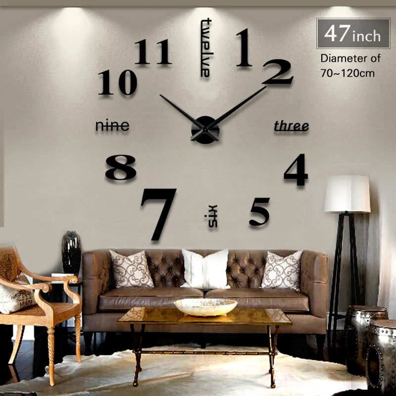 Quartz Home Decoration  Big wall clock modern design 3D DIY large decorative wall clocks mirror sticker watch wall unique gift