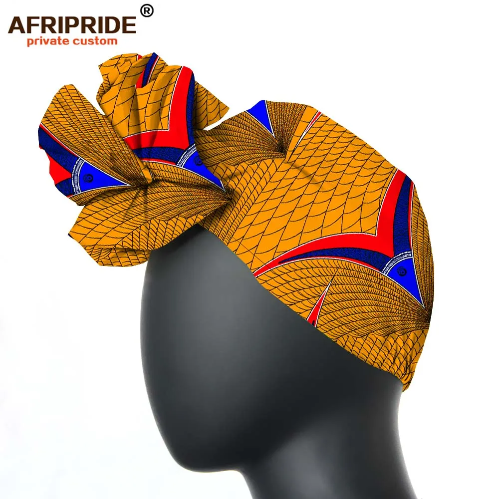 African headtie hat nigeria turban headband already tied african head wraps cap head scarf ankara fabric print AFRIPRIDE A19H003 - Цвет: 495