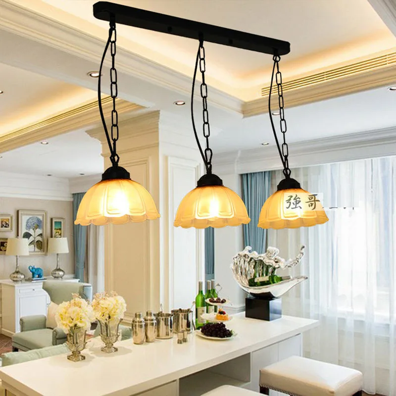 Винтажная стеклянная Подвесная лампа в деревенском стиле светильник на цепочке 7